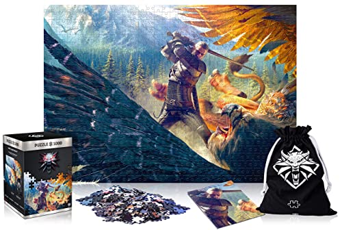 Good Loot The Witcher 3: Wild Hunt Gryffin Fight - 1000 Teile Puzzle für Erwachsene und Kinder ab 14 Jahren -68x48cm Gaming Puzzle Poster und Tragetasche - The Witcher Merchandise von Good Loot