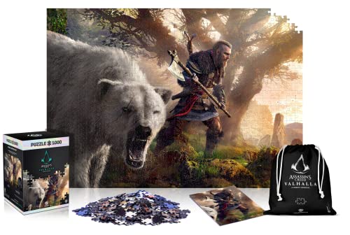 Good Loot Assassin's Creed Valhalla Eivor & Polar Bear Puzzles Premium Box Sack Poster Computerspiel Spielepuzzles für Jugendliche und Erwachsene Inspiriert Durch ein Computerspiel 1000 Teile 68x48 cm von Good Loot