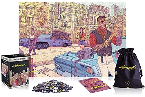 Cyberpunk 2077 Valentinos | 1500 Teile Puzzle | inklusive Poster und Tasche | 85 x 58 | für Erwachsene und Kinder ab 14 Jahren | ideal für Weihnachten und Geschenk | Spiel-Artwork Motiv von Good Loot