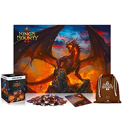 King's Bounty II: Dragon | 1000 Teile Puzzle | inklusive Poster und Tasche | 68 x 48 | für Erwachsene und Kinder ab 14 Jahren | ideal für Weihnachten und Geschenk | Spiel-Artwork Motiv von Good Loot