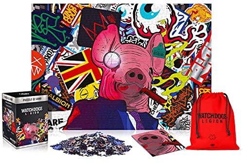 Good Loot Watch Dogs Legion: Pig Mask | 1000 Teile Puzzle | inklusive Poster und Tasche | 68 x 48 | für Erwachsene und Kinder ab 14 Jahren | ideal für Weihnachten und Geschenk | Spiel-Artwork Motiv von Good Loot