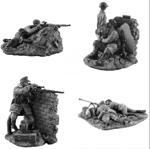 GoodFYouth 1/35 Soldaten-Resinmodellbausatz aus dem Zweiten Weltkrieg Unbemalter und unmontierter Soldaten-Resinmodellbausatz (5 Figuren, mit Sockel) //l2i6j1 von GoodFYouth