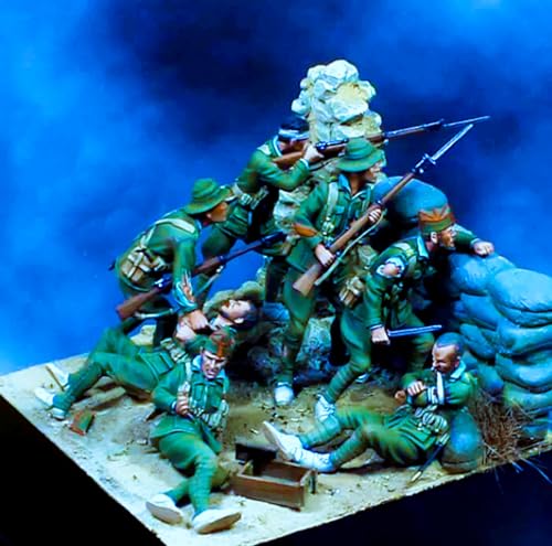 1/32 WWII Soldiers in Combat Resin Model Kit, unbemalt und unmontiert Resin Miniatures Kit (7 Figuren + Scene Base) //R3fA6 von GoodYouth