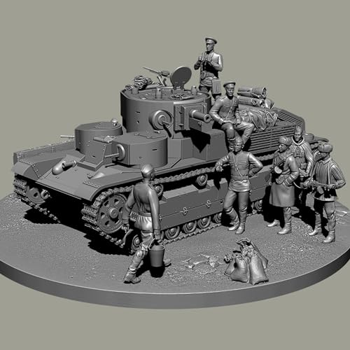 1/35 (mit Panzer) WWII Tank Troopers Resin Model Kit Unbemalt und unmontiert Miniatur Resin Model Parts // Wv5c-4 von GoodYouth
