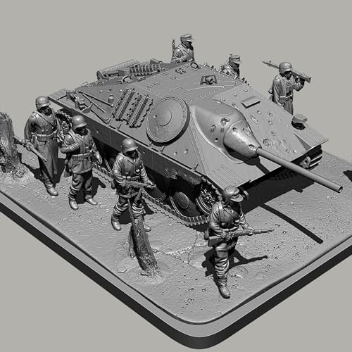 1/35 (mit Panzer) WWII Tank Troopers Resin Model Kit Unbemalt und unmontiert Miniatur Resin Model Parts // Wv5c-5 von GoodYouth
