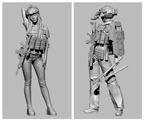 1/35 Sci-Fi Agent Weiblicher Soldat Resin Modellbausatz Unbemalt und unmontiert Miniatur Resin Modellteile und Komponenten (2 Personen)//h5H7a-5 von GoodYouth