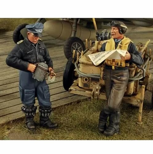 1/35 WW2 Pilot Soldier Resin Model Kit ，Unpainted and Unassembled Miniature Resin Model Kit (2 Figures, no Aircraft) // H8x6A1 von GoodYouth