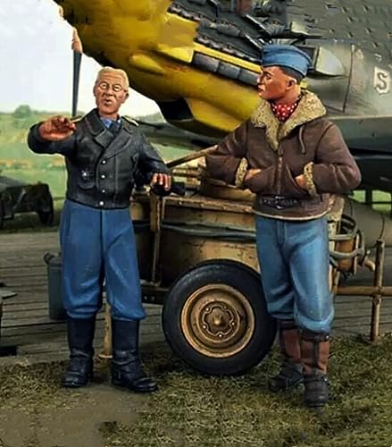 1/35 WW2 Pilot Soldier Resin Model Kit ，Unpainted and Unassembled Miniature Resin Model Kit (2 Figures, no Aircraft) // H8x6A3 von GoodYouth