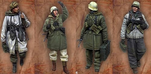 1/35 WWII Deutscher Soldat Resin Modellbausatz Unbemalt und unmontiert Miniatur Resin Modellteile (4 Mann) // K7f9C-28 von GoodYouth