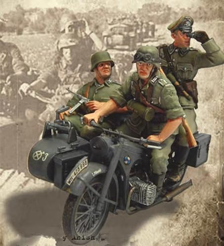 1/35 WWII German Motorcycle Driver and Soldier Resin Model Kit Unbemalte und unmontierte Miniatur Resin Modellteile (3 Männer, kein Motorrad) // E7D2a-1 von GoodYouth