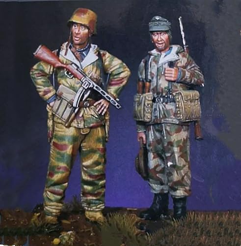 1/35 WWII German Soldier Resin Model Kit ，Unbemalt und unmontiert Miniaturmodellbausatz aus Resin (2 Figuren) // H9x7A3 von GoodYouth