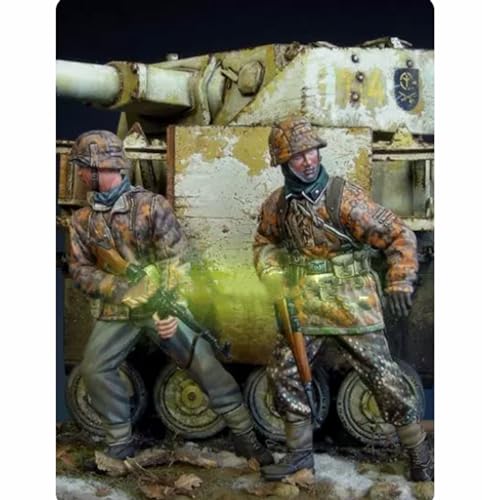 1/35 WWII German Tank Soldier Resin Model Kit unbemalt und unmontiert Miniatur Resin Modellteile (2 Mann, ohne Panzer) // E7D7a-5 von GoodYouth