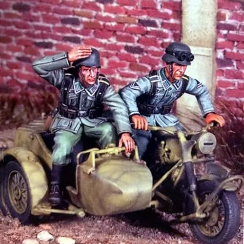 1/35 WWII Motorradfahrer Soldat Resin Modellbausatz ，Unbemalt und unmontiert Miniatur Resin Modell bausatz (2 Figuren, ohne Motorrad) // J9x1L1 von GoodYouth