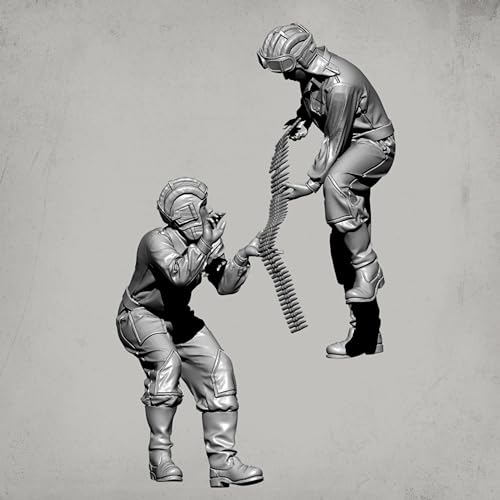 1/35 - WWII Panzersoldat Resin Figurensatz Unbemalte und unmontierte Miniatur Resin Modellteile (2 Personen) // V6D2O-1 von GoodYouth