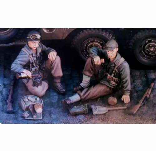1/35 WWII U.S. Tank Soldier Resin Modellbausatz unbemalt und unmontiert Miniatur Resin Modellteile (2 Mann, Keine Panzer) // E7D6a-3 von GoodYouth