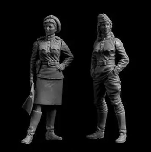 1/35 - WWII Weiblicher Soldat Resin Figurensatz Unbemalte und unmontierte Miniatur Resin Modellteile (2 Personen) // V7D3O-4 von GoodYouth