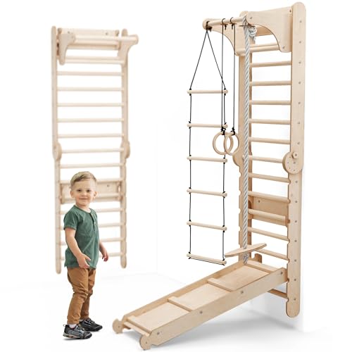 6-in-1 Holz Schwedenwand & Rutschensatz für Kinder – Vielseitiges Indoor Kletterdreieck Set für Kinder mit Leiter, Rutsche, Monkey Bars – Perfekt für Kinder ab 2 bis 12 Jahre 6-in-1 Holz Schwedenwand & Rutschensatz für Kinder – Vielseitiges Indoor Kletterdreieck Set für Kinder mit Leiter, Rutsche, Monkey Bars – Perfekt für Kinder ab 2 bis 12 Jahre von Goodevas