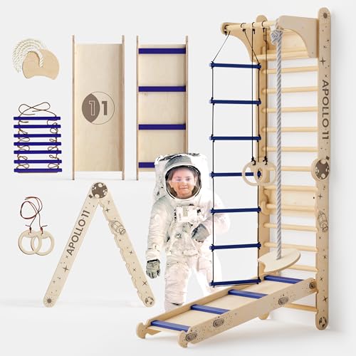 Apollo 6-in-1 Schwedische Wand & Moon Swing Set – NASA-inspiriertes Indoor-Klettergerüst für Kinder, Weltraum Fitness-Station mit Rutsche, Leiter, Seil & Mond-Ringe – Für kleine Astronauten 2-12 Jahre Apollo 6-in-1 Schwedische Wand & Moon Swing Set – NASA-inspiriertes Indoor-Klettergerüst für Kinder, Weltraum Fitness-Station mit Rutsche, Leiter, Seil & Mond-Ringe – Für kleine Astronauten 2-12 Jahre von Goodevas