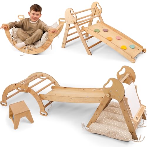 Goodevas 5-in-1 Montessori Klettergerüst Set: Indoor Kletterdreieck, Kletterbogen mit Kissen, Rutsche für Kinder & Kunst hinzufügen, Indoor Spielplatz 1-3 Jahre Goodevas 5-in-1 Montessori Klettergerüst Set: Indoor Kletterdreieck, Kletterbogen mit Kissen, Rutsche für Kinder & Kunst hinzufügen, Indoor Spielplatz 1-3 Jahre von Goodevas