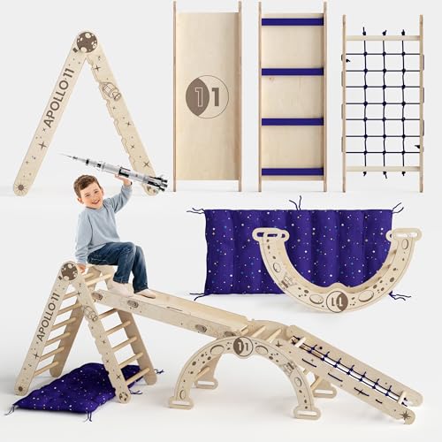 Goodevas Apollo 5-in-1 Space Kletterset für Kleinkinder – NASA-inspiriertes Montessori-Holzspielgerät: Pikler Dreieck, Mondbogen, Rutsche, Netz & Stern-Kissen – Für kleine Astronauten 1-5 Jahre Goodevas Apollo 5-in-1 Space Kletterset für Kleinkinder – NASA-inspiriertes Montessori-Holzspielgerät: Pikler Dreieck, Mondbogen, Rutsche, Netz & Stern-Kissen – Für kleine Astronauten 1-5 Jahre von Goodevas