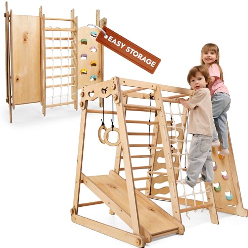 Goodevas Verbessert 9-in-1 Klettergerüst Indoor für Kinder, Montessori Klettergerüst mit Rutsche, Schaukel, Kletterwand, Kletterdreieck – Spielplatz für Kinderzimmer Goodevas Verbessert 9-in-1 Klettergerüst Indoor für Kinder, Montessori Klettergerüst mit Rutsche, Schaukel, Kletterwand, Kletterdreieck – Spielplatz für Kinderzimmer von Goodevas