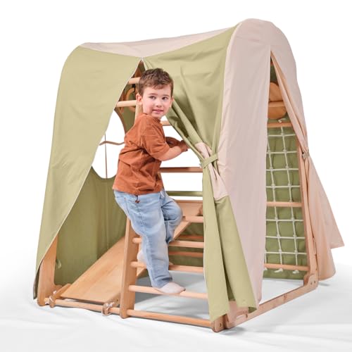 Indoor-Kletterspielplatz aus Holz mit Rutsche & Zelt – Montessori-inspiriertes Klettergerüst, Kletterseil und fantasievolles Spielversteck für Kinder von 3–8 Jahren Indoor-Kletterspielplatz aus Holz mit Rutsche & Zelt – Montessori-inspiriertes Klettergerüst, Kletterseil und fantasievolles Spielversteck für Kinder von 3–8 Jahren von Goodevas