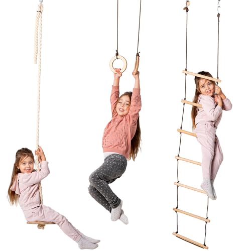 Kinder Spielset – Indoor Klettergerüst und Outdoor Jungle Gym für Jungen und Mädchen – Kletterleiter und Gymnastikringe, ab 2-12 Jahre Kinder Spielset – Indoor Klettergerüst und Outdoor Jungle Gym für Jungen und Mädchen – Kletterleiter und Gymnastikringe, ab 2-12 Jahre von Goodevas
