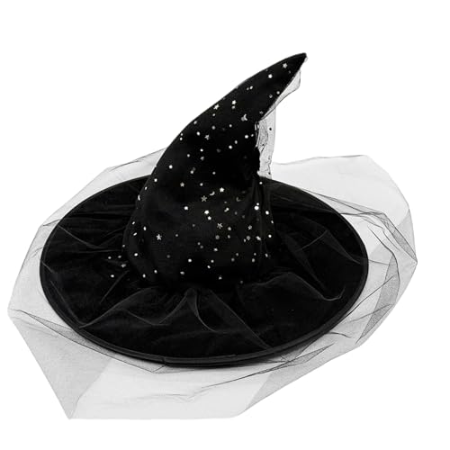 Goodfugui Hexenhut für Erwachsene, Vintage-Cosplay, Zubehör für Halloween, Hexenkostüm, Party, Weihnachten, Maskerade, Karneval (A3, Schwarz, 43,5 x 32 cm) von Goodfugui