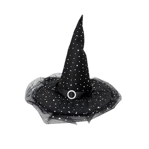 Goodfugui Hexenhut für Erwachsene Vintage Cosplay Zubehör für Halloween Hexenkostüm Party Xmas Maskerade Karneval (A4-Schwarz, Einheitsgröße) von Goodfugui