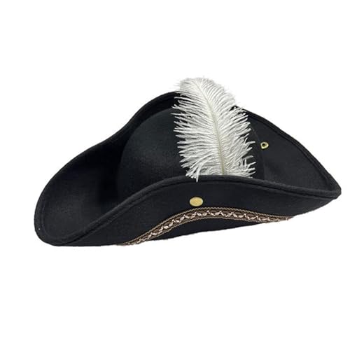 Goodfugui Piratenhut aus Kunstleder, Deluxe, kolonial, Dreispitz für Erwachsene, Verkleidung/Motto-Party, Cosplay-Zubehör (A-Elfenbein, Einheitsgröße) von Goodfugui