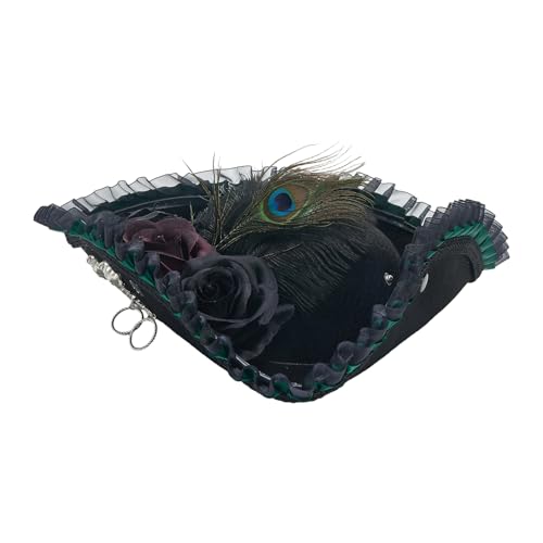 Goodfugui Piratenhut aus Kunstleder, Deluxe, kolonialer Dreispitz für Erwachsene, Verkleidung/Motto-Kostümparty/Cosplay-Zubehör (B-Grün, Einheitsgröße) von Goodfugui