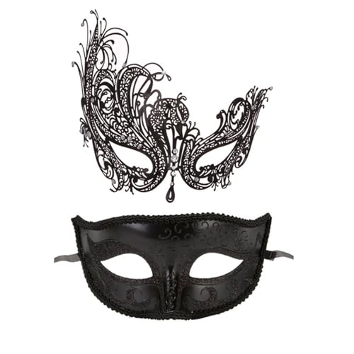 Goodfugui Spiegelmaske für Erwachsene, glänzend, Disco-Bar, Party, Abschlussball, Ball, Maske, Glitzer, Maskerade, Gesichtsmaske, Abdeckung, Kostümzubehör (02-Schwarz, 2 Stück) von Goodfugui