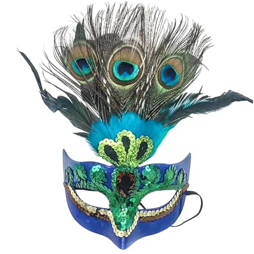 Goodfugui Spiegelmaske für Erwachsene, glänzend, Disco-Bar, Party, Abschlussball, Ballmaske, Glitzer, Maskerade, Gesichtsmaske, Abdeckung, Kostümzubehör (05-Blau, Einheitsgröße) von Goodfugui