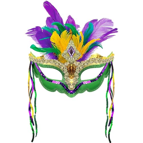 Goodfugui Spiegelmaske für Erwachsene, glänzend, Disco-Bar, Party, Abschlussball, Ballmaske, Glitzer, Maskerade, Gesichtsmaske, Abdeckung, Kostümzubehör (05 - mehrfarbig, Einheitsgröße) von Goodfugui