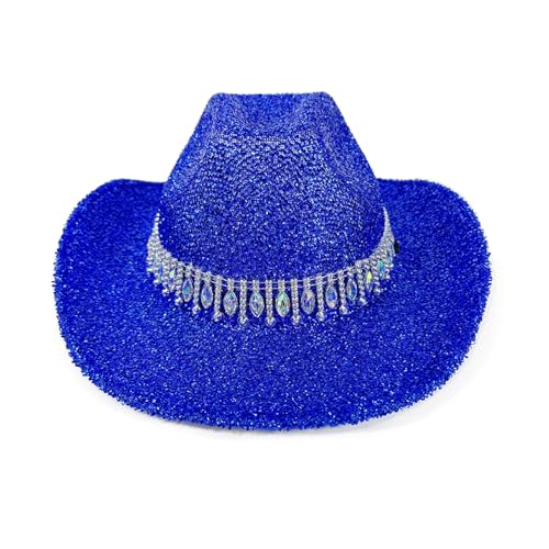Goodfugui Western-Cowboy-Cowgirl-Hut, flauschig, breite Krempe, für Erwachsene, Kostümparty, Cosplay-Zubehör (#32-Blau, Einheitsgröße) von Goodfugui