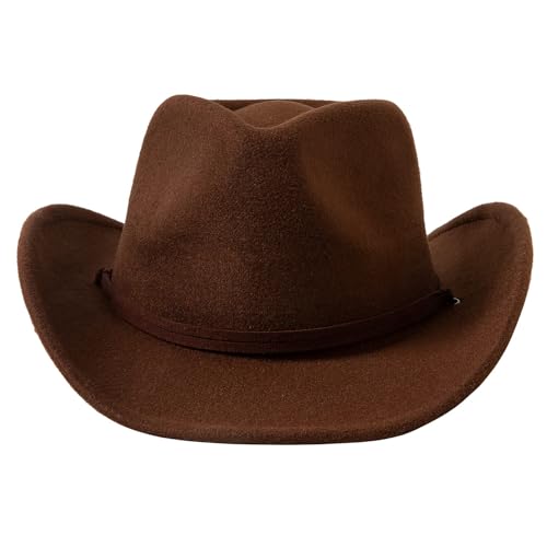 Goodfugui Western-Cowboy-Cowgirl-Hut, flauschig, breite Krempe, für Erwachsene, Kostümparty, Cosplay-Zubehör (#38-dunkler Kaffee, Einheitsgröße) von Goodfugui