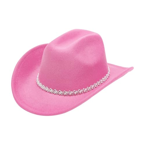 Goodfugui Western-Cowboy-Cowgirl-Hut, flauschig, breite Krempe, für Erwachsene, Kostümparty, Cosplay-Zubehör (a11-Hellrosa, Einheitsgröße) von Goodfugui