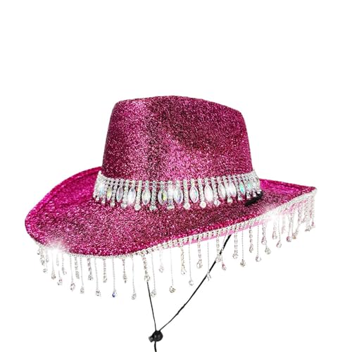Goodfugui Western-Cowboy-Cowgirl-Hut, flauschig, breite Krempe, für Erwachsene, Kostümparty, Cosplay-Zubehör (a13, rot, Einheitsgröße) von Goodfugui