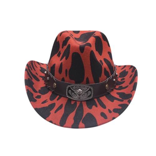 Goodfugui Westernhut Cowboy-Cowgirl, flauschig, breite Krempe, für Erwachsene, Kostümparty, Cosplay-Zubehör (#28, Rot, Einheitsgröße) von Goodfugui