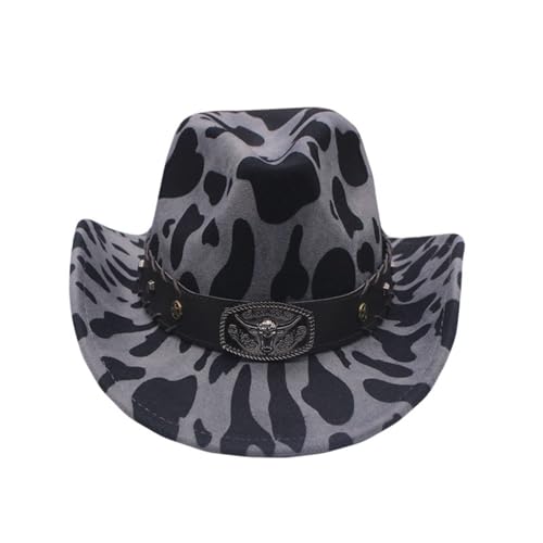 Goodfugui Westernhut Cowboy-Cowgirl, flauschig, breite Krempe, für Erwachsene, Kostümparty, Cosplay-Zubehör (#28-Grau, Einheitsgröße) von Goodfugui
