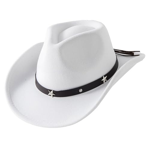 Goodfugui Westernhut Cowboy-Cowgirl, flauschig, breite Krempe, für Erwachsene, Kostümparty, Cosplay-Zubehör (#31-Weiß, Einheitsgröße) von Goodfugui