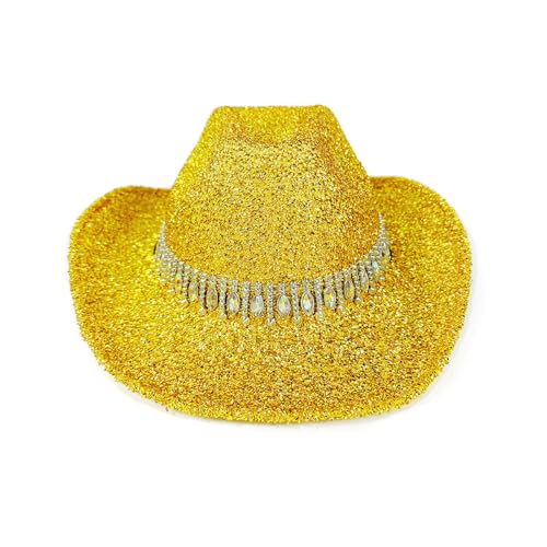 Goodfugui Westernhut Cowboy-Cowgirl, flauschig, breite Krempe, für Erwachsene, Kostümparty, Cosplay-Zubehör (#32-Gold, Einheitsgröße) von Goodfugui