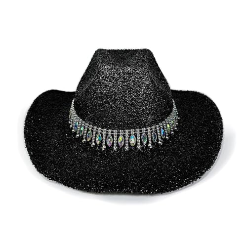 Goodfugui Westernhut Cowboy-Cowgirl, flauschig, breite Krempe, für Erwachsene, Kostümparty, Cosplay-Zubehör (#32-Schwarz, Einheitsgröße) von Goodfugui