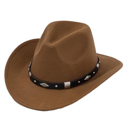 Goodfugui Westernhut Cowboy-Cowgirl, flauschig, breite Krempe, für Erwachsene, Kostümparty, Cosplay-Zubehör (#34-Khaki, Einheitsgröße) von Goodfugui