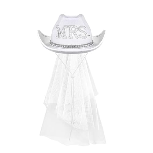 Goodfugui Westernhut Cowboy-Cowgirl, flauschig, breite Krempe, für Erwachsene, Kostümparty, Cosplay-Zubehör (#44-Weiß, Einheitsgröße) von Goodfugui