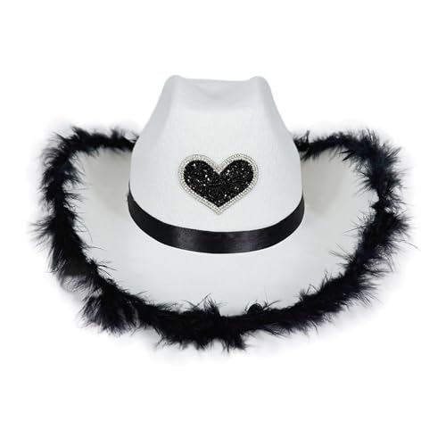 Goodfugui Westernhut Cowboy-Cowgirl, flauschig, breite Krempe, für Erwachsene, Kostümparty, Cosplay-Zubehör (#49, Einheitsgröße) von Goodfugui