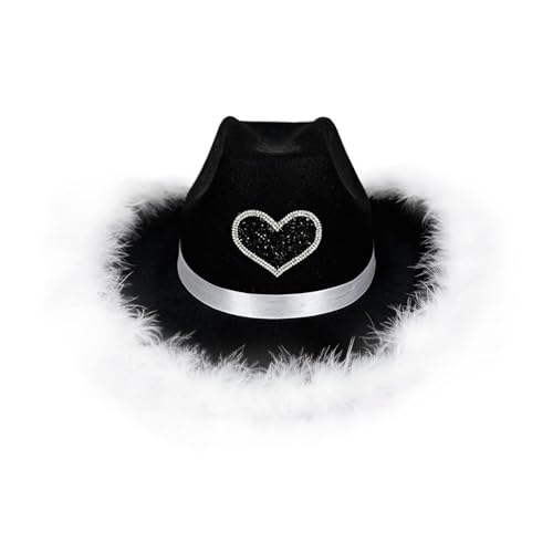 Goodfugui Westernhut Cowboy-Cowgirl, flauschig, breite Krempe, für Erwachsene, Kostümparty, Cosplay-Zubehör (#49, Einheitsgröße) von Goodfugui