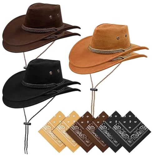 Goodfugui Westernhut Cowboy-Cowgirl, flauschig, breite Krempe, für Erwachsene, Kostümparty, Cosplay-Zubehör (#51-C, 6 Stück) von Goodfugui
