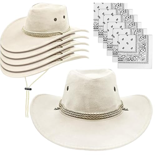 Goodfugui Westernhut Cowboy-Cowgirl, flauschig, breite Krempe, für Erwachsene, Kostümparty, Cosplay-Zubehör (#51-D, 6 Stück) von Goodfugui