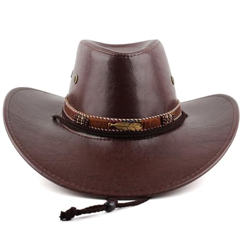 Goodfugui Westernhut Cowboy-Cowgirl, flauschig, breite Krempe, für Erwachsene, Kostümparty, Cosplay-Zubehör (#52-Medium Braun, Einheitsgröße) von Goodfugui